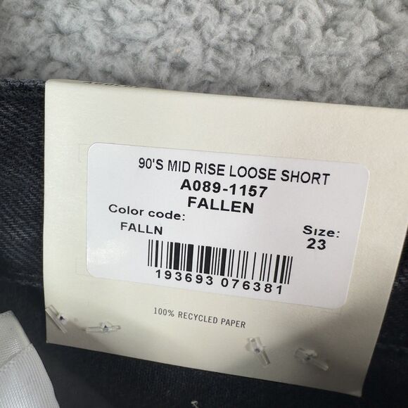 Agolde 90s Bermuda Shorts Women’s 23 Black Denim Raw Hem Mid Rise NWT - Picture 11 of 16